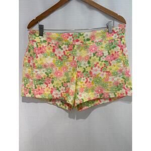 LILLY PULITZER Sloane Shorts in Sunbonnet Eyelet Lace Yellow Pink Green Sz 8